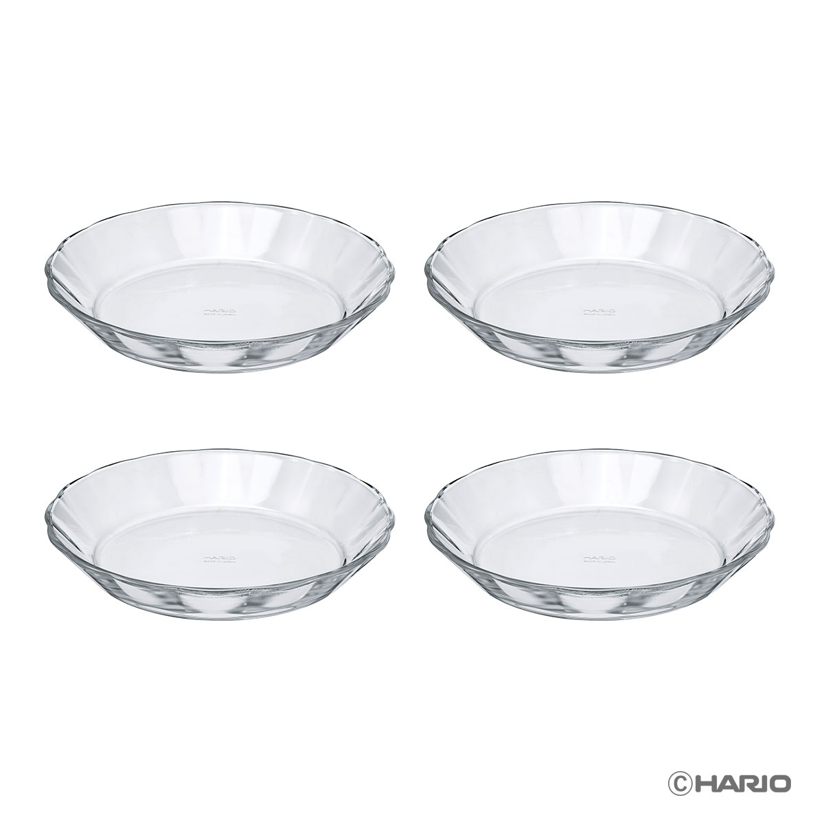 ハリオ（HARIO） 耐熱ガラス製プレート 1100　4枚セット【製造元出荷】