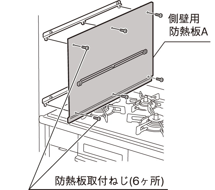 防熱板Bを取付ねじ2本で防熱板Aに固定