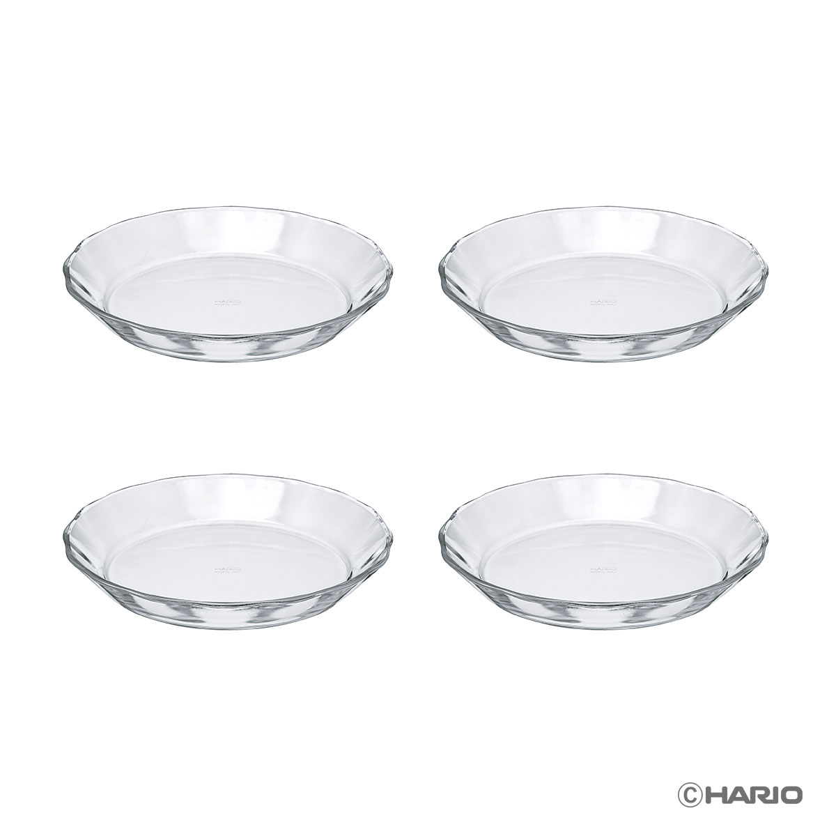 ハリオ（HARIO） 耐熱ガラス製プレート 800　4枚セット【製造元出荷】