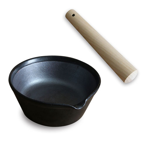 《特別セット》かもしか道具店 すりバチ（黒）＆すりコギセット【製造元出荷】
