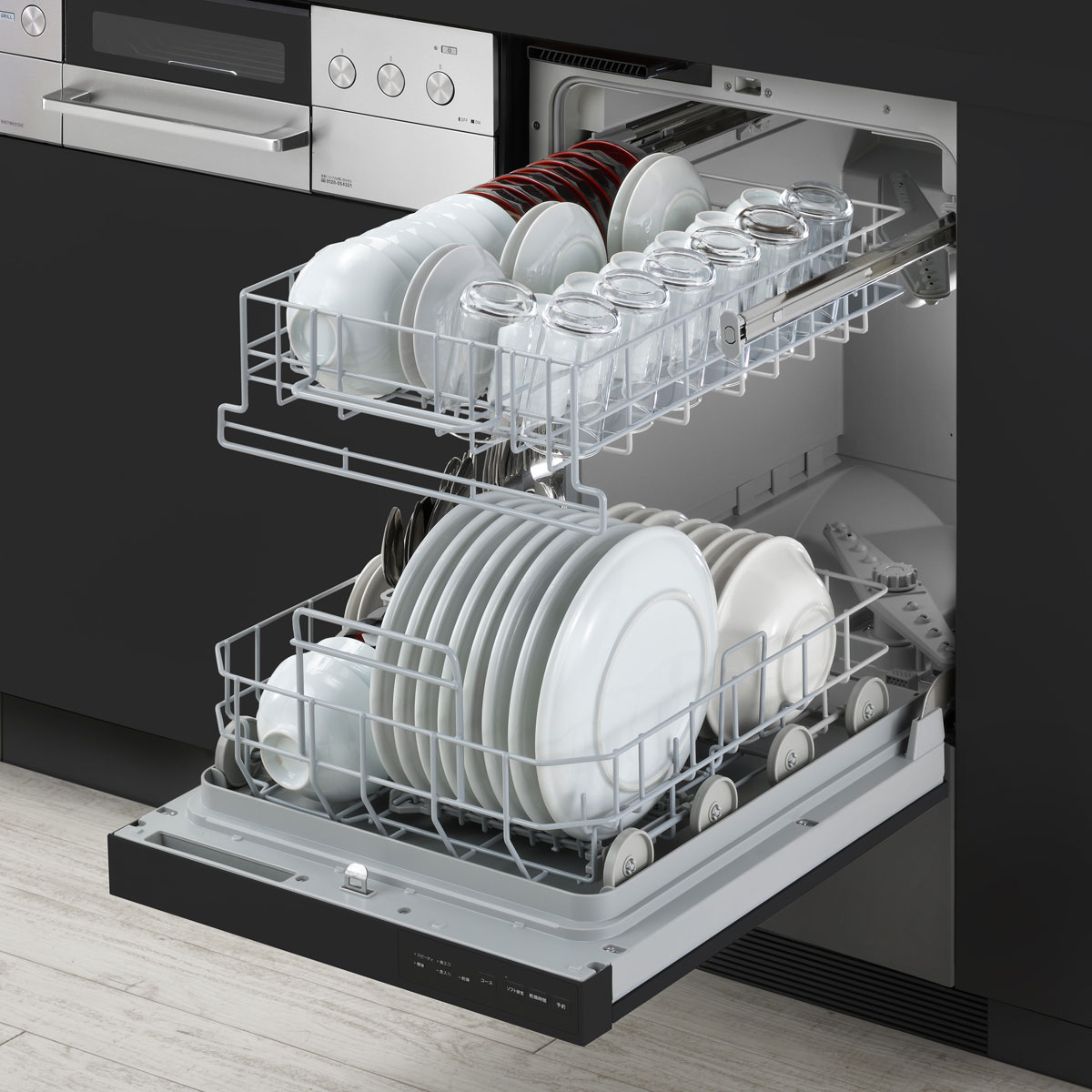 フロントオープンタイプ食器洗い乾燥機　ステンレスドア （フロント操作部カラー：ブラック）（RDW-F403CSM-B）