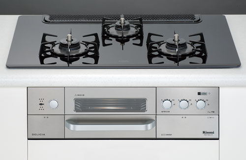 グリル付三口ガスビルトインコンロ