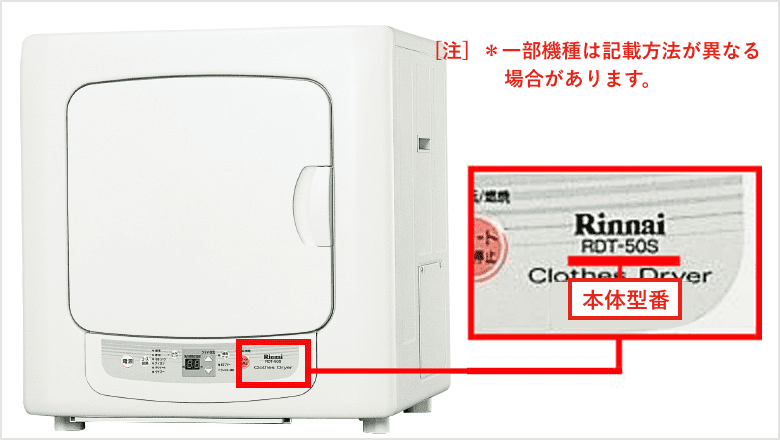 本体型番の記載場所