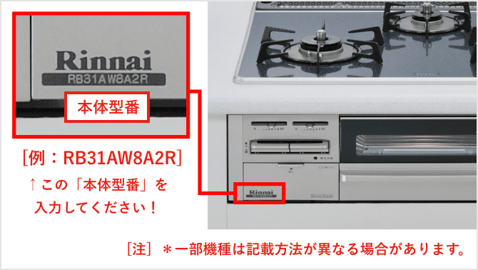 本体型番の記載場所
