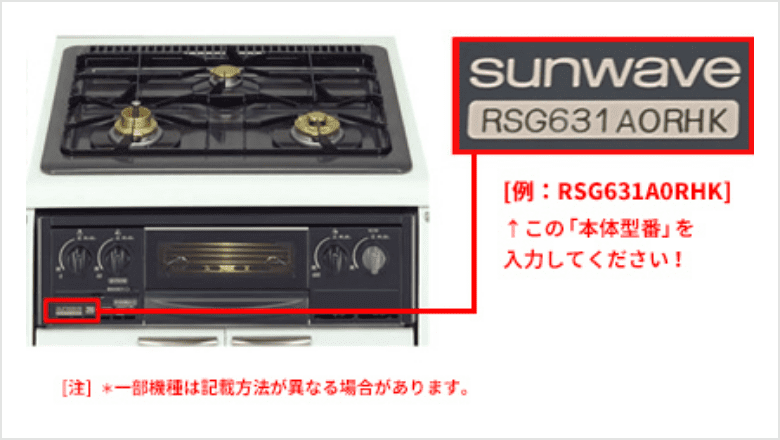Sunwaveの本体型番の記載場所